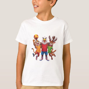 Cute Animal Sports Team Mascot Cartoon Design T-Shirt