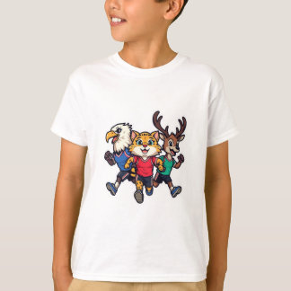 Cute Animal Sports Team Mascot Cartoon Design T-Shirt