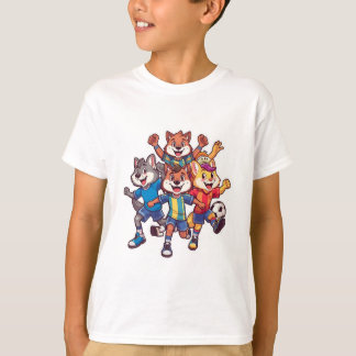 Cute Animal Sports Team Mascot Cartoon Design T-Shirt