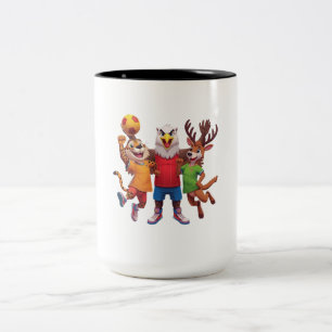 Cute Animal Sports Team Mascot Cartoon Design Two-Tone Coffee Mug