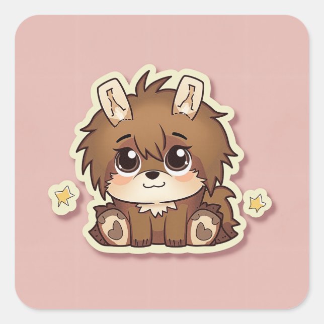 Cute Animal Square Sticker (Front)