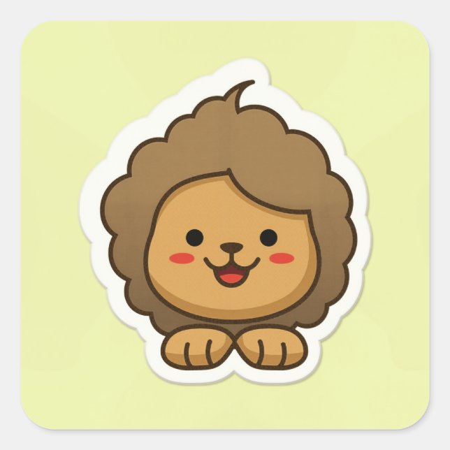 Cute Animal Square Sticker (Front)