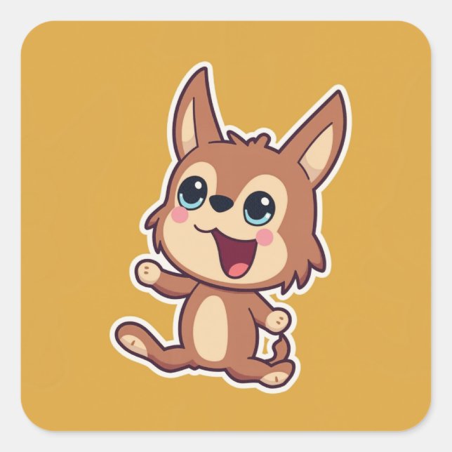 Cute Animal Square Sticker (Front)