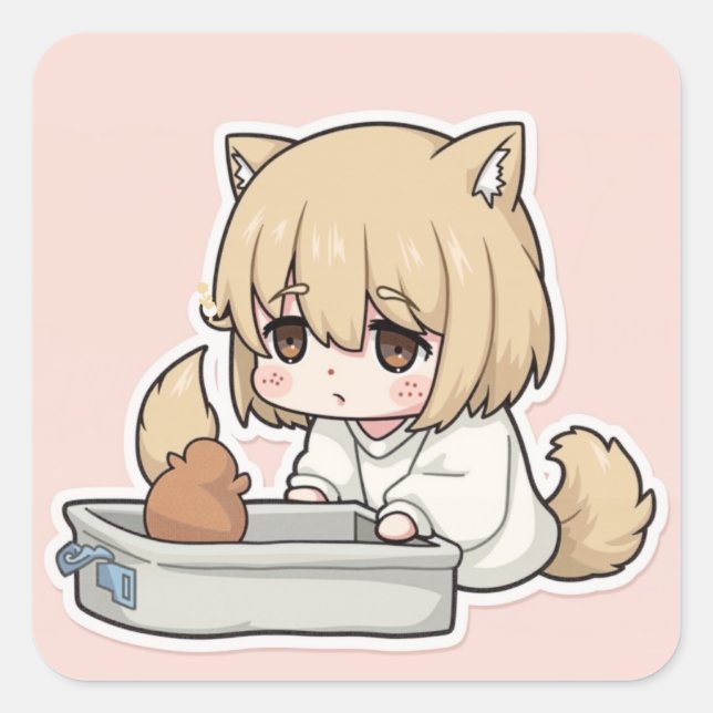 Cute Animal Square Sticker (Front)
