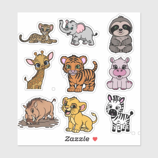Cute Animal Stickers for Kids (Sheet)
