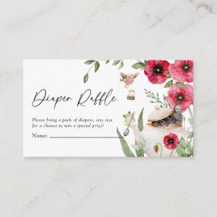 Cute Animal Tea Party Baby Shower Diaper Raffle Enclosure Card