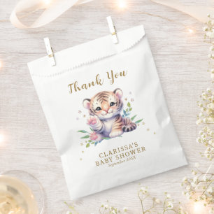 Cute Animal Tiger Stars White Baby Shower Favour Bag