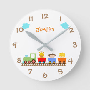 Cute Animal Train Kids Nursery Wall Clock