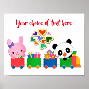 Cute Animal Train Poster