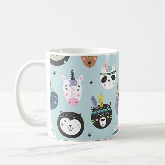 Cute Animal Tribal: Boho Pattern Coffee Mug (Left)