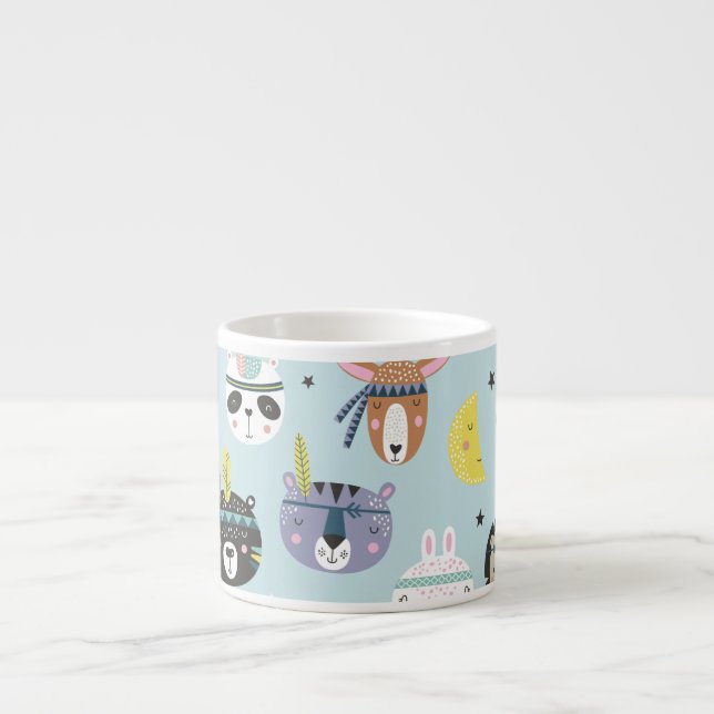 Cute Animal Tribal: Boho Pattern Espresso Cup (Front)