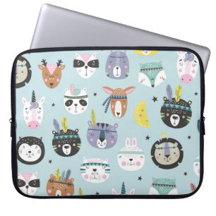 Cute Animal Tribal: Boho Pattern Laptop Sleeve