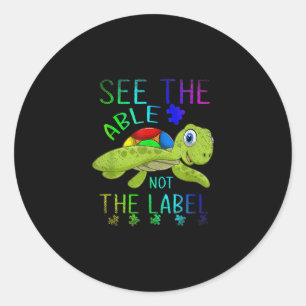 Cute Animal Turtle Autism Classic Round Sticker