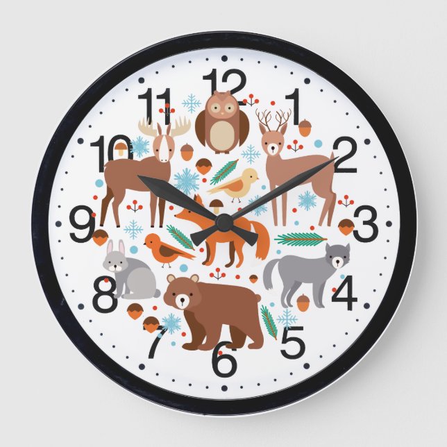 Cute Animal Wall Clock (Front)