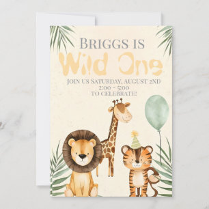 Cute Animal Wild One Birthday Invitation