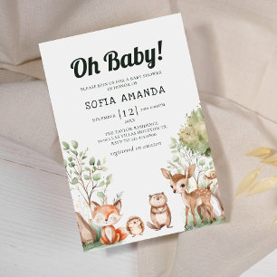 Cute Animal Woodland Baby Shower Invitation