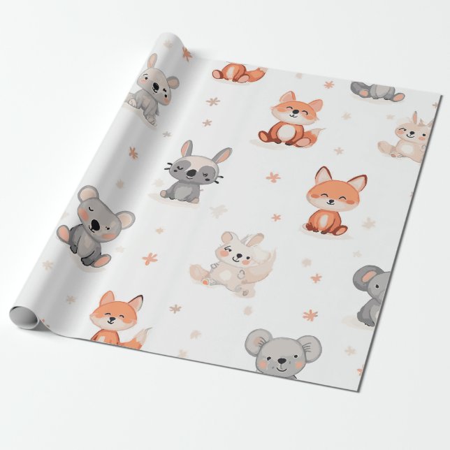 Cute Animal Wrapping Paper (Unrolled)