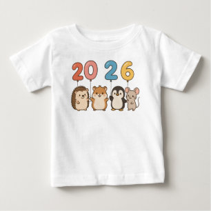 Cute Animals 2026 Happy New Year-60822 Tri-Blend S Baby T-Shirt