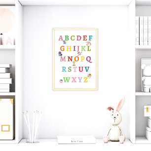 Cute Animals Alphabet Baby Nursery Poster