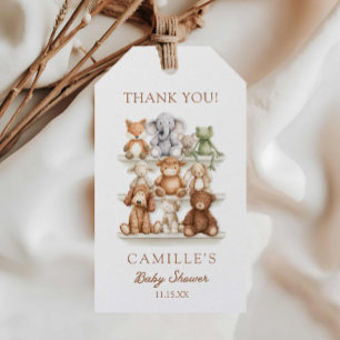 Cute Animals and Gingham Baby Shower Gift Tags