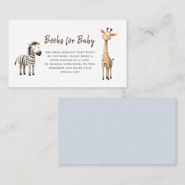 Cute Animals Baby Boy Shower Book Request Enclosure Card (Front/Back)