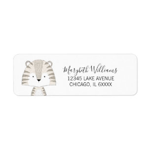 Cute Animals Baby Shower Address Labels   Tiger