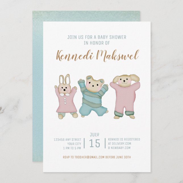 Cute Animals | Baby Shower Invitation (Front/Back)