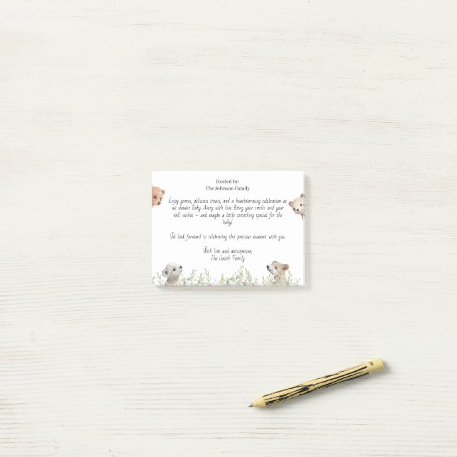 Cute Animals Baby Shower Invitation Note Card (On Desk)