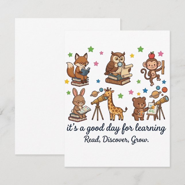 Cute Animals Back To School | It's A Good Da Card (Front/Back)