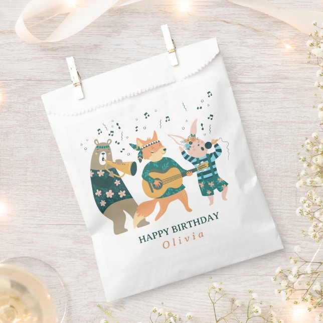 Cute Animals Band Birthday Favour Bag (Clipped)