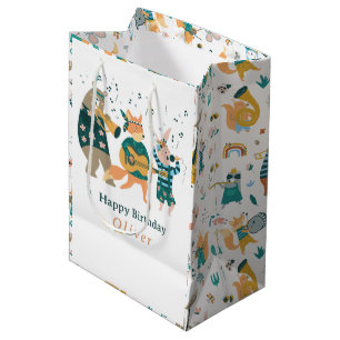 Cute Animals Band Birthday Medium Gift Bag