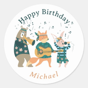 Cute Animals Bend Classic Round Sticker