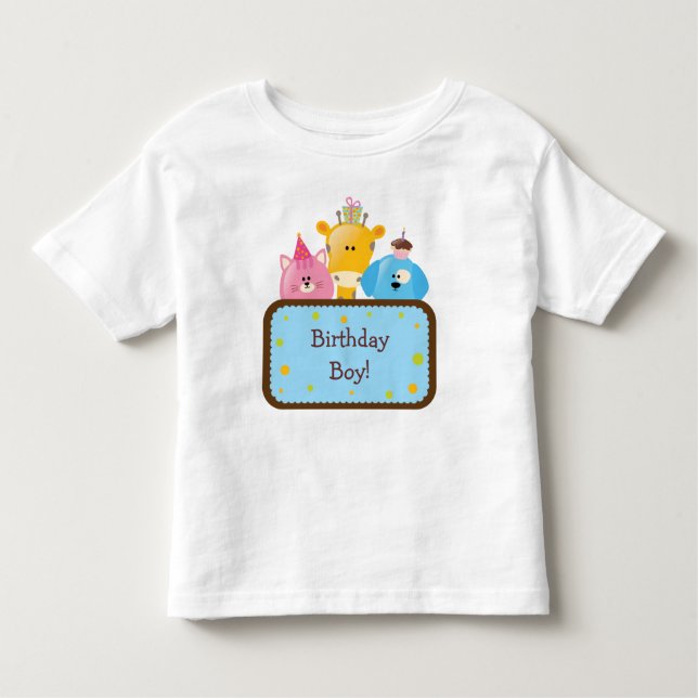 Cute Animals Birthday Boy Customisable Toddler T-Shirt (Front)