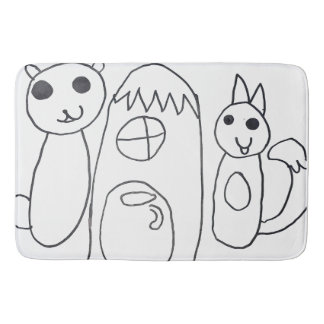 Cute Animals Black White Kids Bath Mat