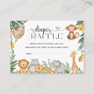 Cute Animals Boho Baby Shower Diaper Raffle Enclosure Card