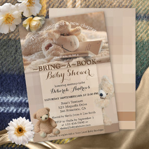 Cute Animals Bring A Book Baby Shower Invitation