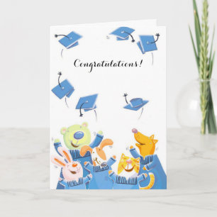 Cute animals caps graduation customisable card