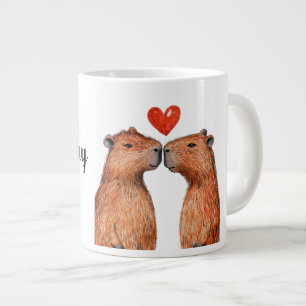 cute animals capybaras with hearts painted large coffee mug