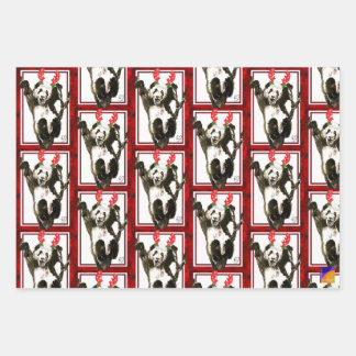 Cute Animals Christmas Gift Wrap Set Panda, Dogs