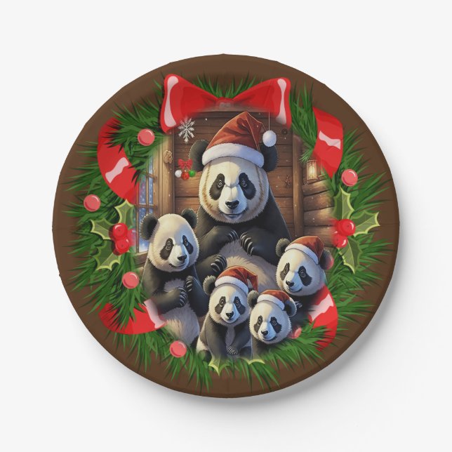 Cute animals Chritmas party Paper Plate (Front)