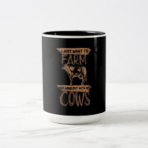 Cute Animals Cow  Funny Cow Lover Gift Two-Tone Coffee Mug