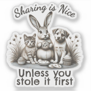 Cute animals eating cookies sharing stealing moral