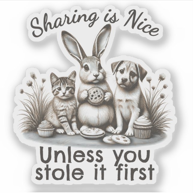 Cute animals eating cookies sharing stealing moral (Front)