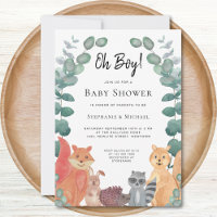 Cute Animals Eucalyptus Oh Boy Couples Baby Shower