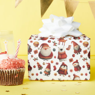 Cute Animals Festive Xmas Pattern Joyful Christmas Wrapping Paper