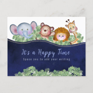 Cute animals   For train engine photo theme Postcard