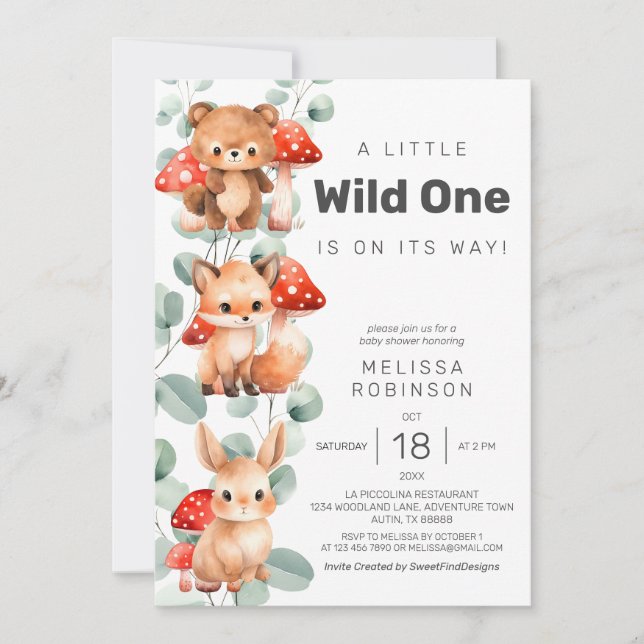 Cute animals forest Baby Boy Shower Invitation (Front)