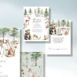 Cute Animals Forest Woodland Bear Diaper Raffle  Enclosure Card