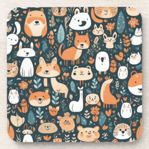 Cute animals fun design green decor coaster