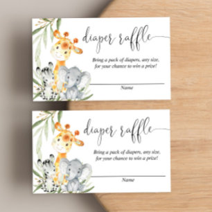 Cute animals gender neutral diaper raffle cards